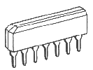SIP   (Single In-line Package) - плоский корпус для вертикального монтажу в отвори друкованої плати, з одним рядом висновків по довгій стороні