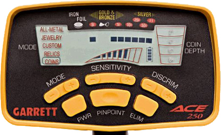 З настройками ACE 250 розбереться будь-який новачок, і в той же час при всій простоті цей металодетектор буде приносити безліч цінних знахідок