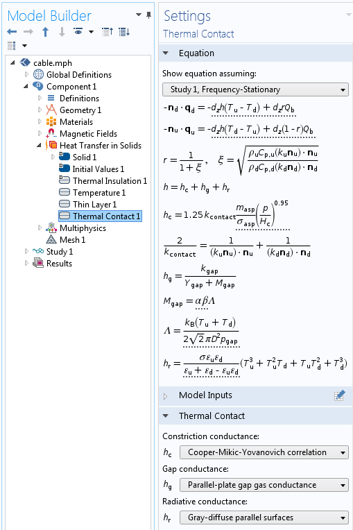 Вузол Thermal Contact (Термічний контакт) і рівняння, які вирішуються при моделюванні